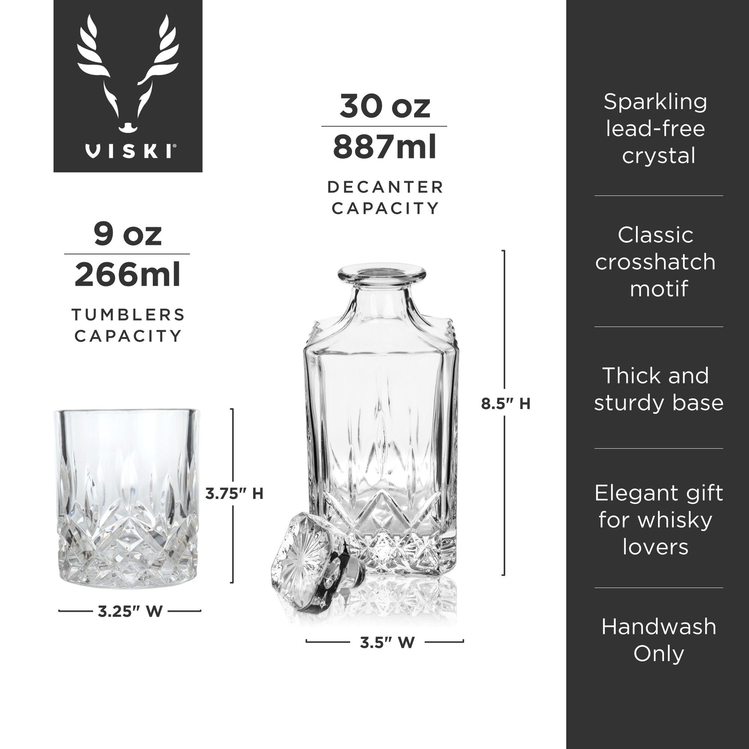 Admiral Crystal Decanter and Tumbler Set-product_type::liquor_glass_sets-Parc Decor