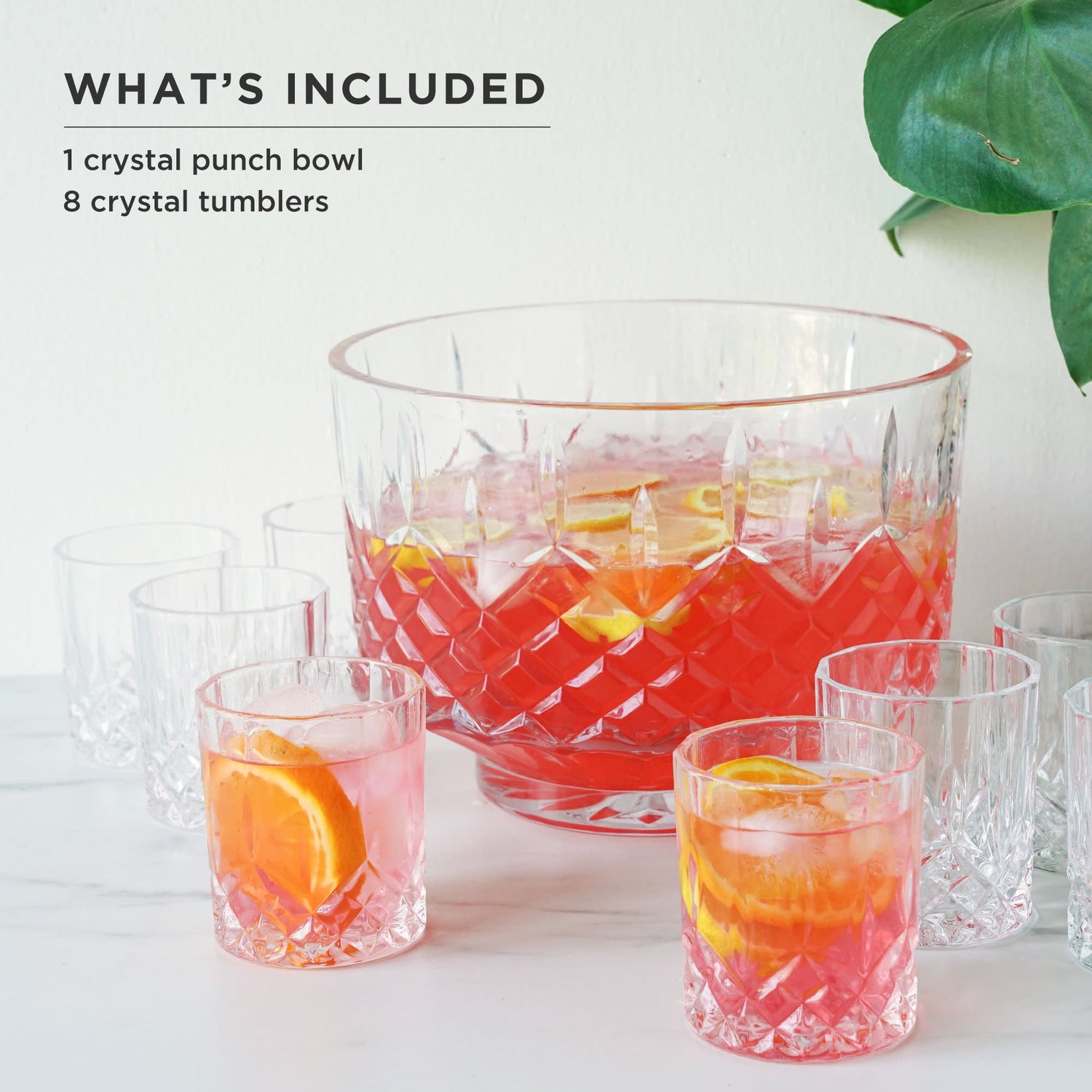 Admiral Crystal Punch Bowl and Tumbler Set-product_type::pitchers_and_dispensers-Parc Decor