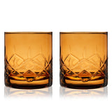Admiral Crystal Rocks Glasses in Amber Set of 2-product_type::stemless_cocktail_glasses-Parc Decor