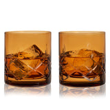 Admiral Crystal Rocks Glasses in Amber Set of 2-product_type::stemless_cocktail_glasses-Parc Decor