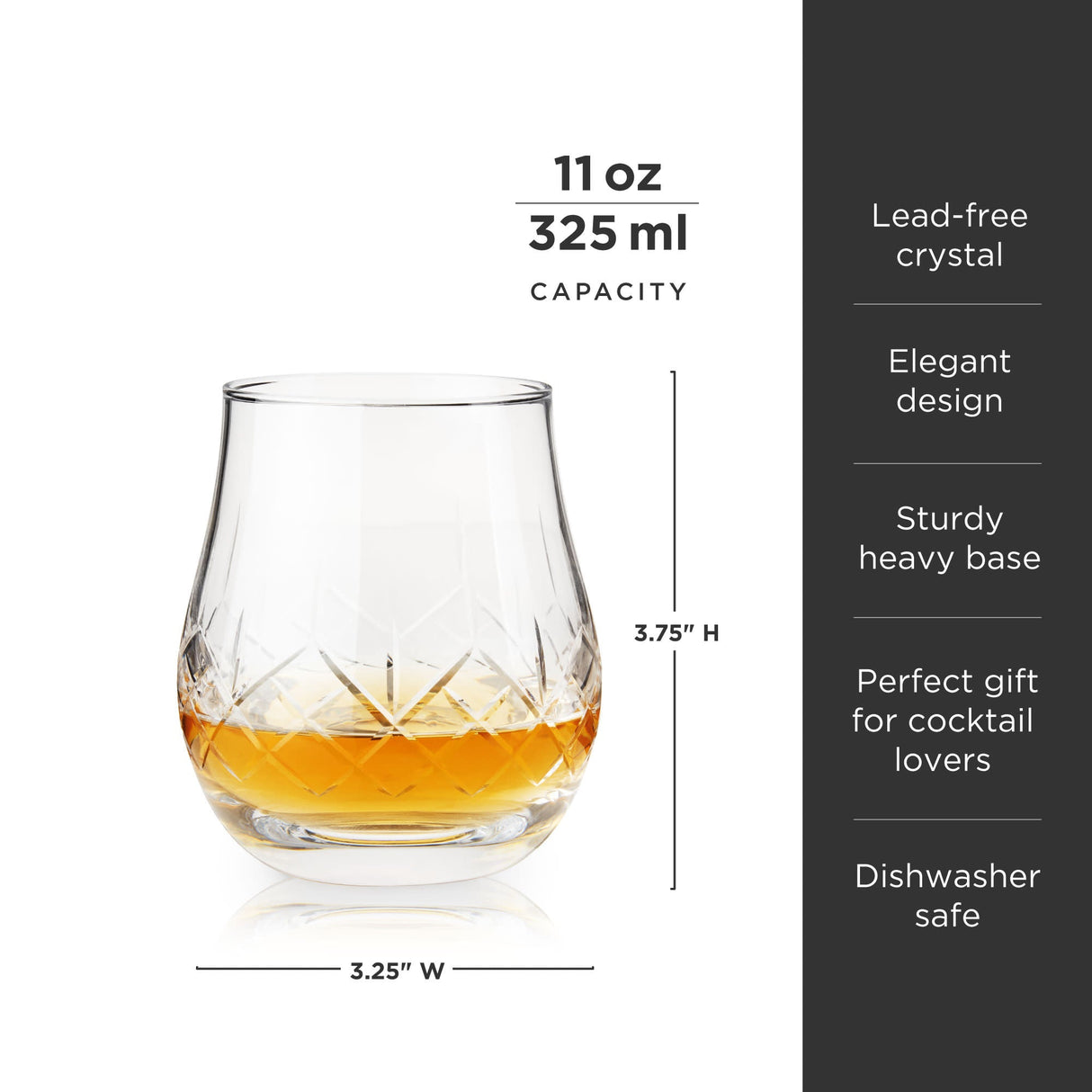 Admiral Crystal Whiskey Heavyweight Glasses-product_type::stemless_cocktail_glasses-Parc Decor