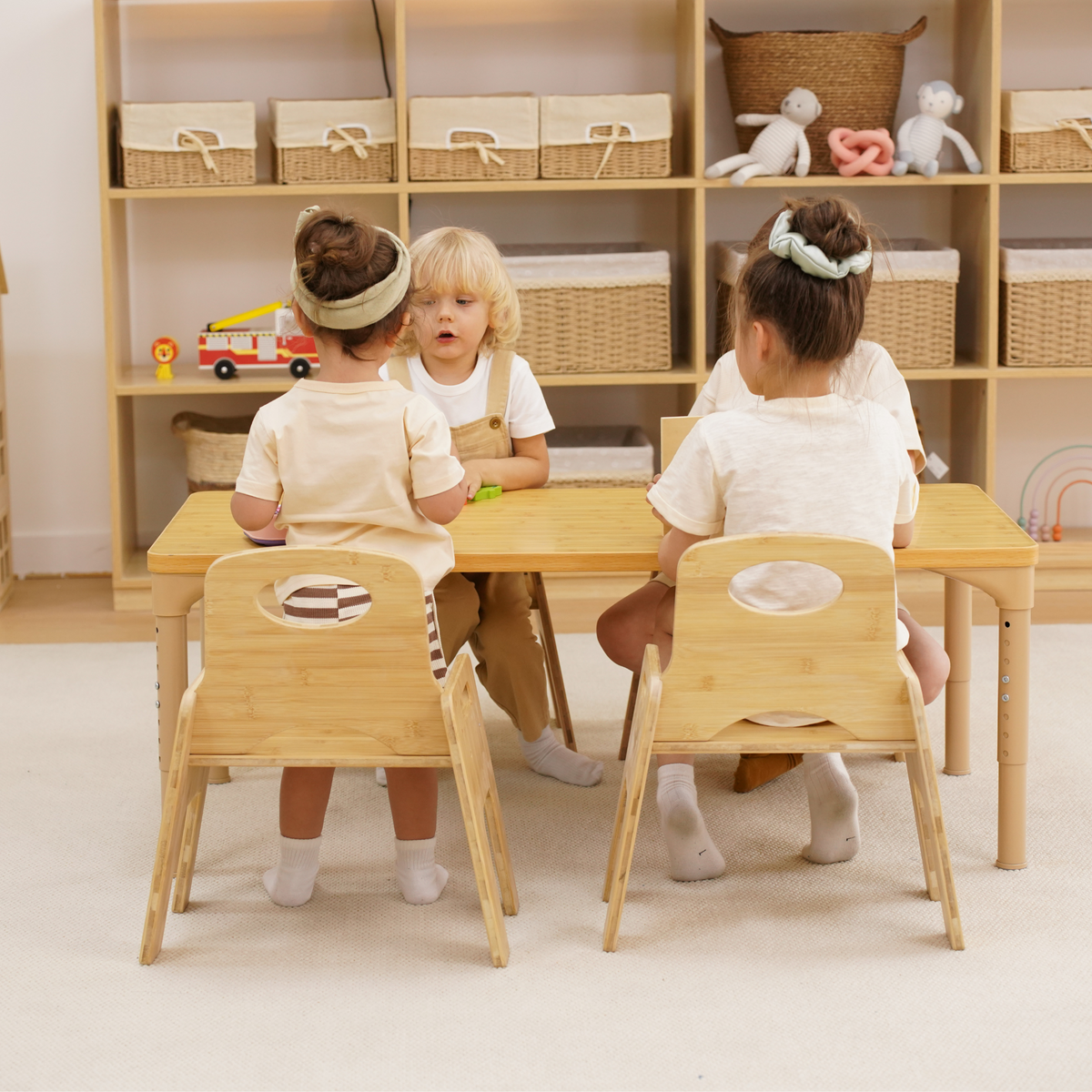 Adrian | Adjustable Wooden Toddler Table and 4 Chair Set