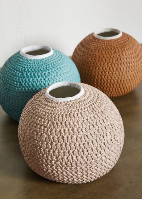 African Bibi Papier Vase in Pink, Rust, and Blue-Décor-Parc Decor