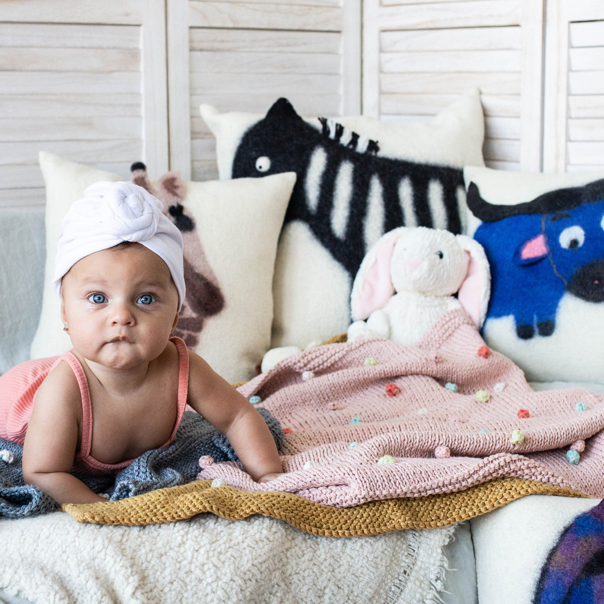 African Modern Boho Felted Decorative Pillow: Animal Zebra Jungle Wool Throw Pillow-Pillows-Parc Decor