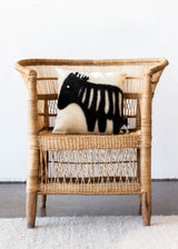 African Modern Boho Felted Decorative Pillow: Animal Zebra Jungle Wool Throw Pillow-Pillows-Parc Decor