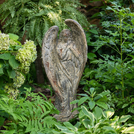 Aged Stone Italian Garden Angel Statue-Garden Statue-Parc Decor