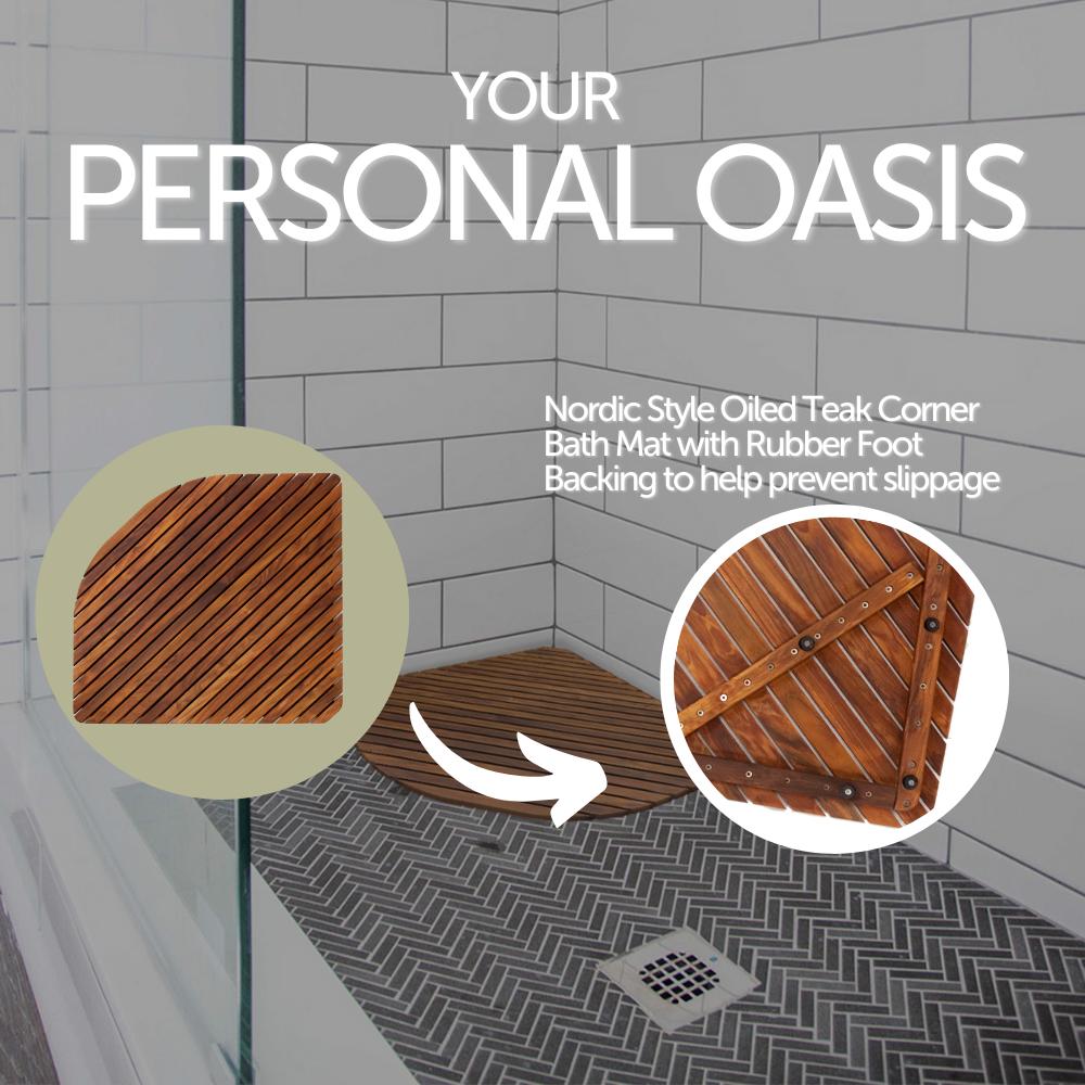 Airstream Oiled Teak Shower and Bath Mat with Rounded Edge-Bath Mat-Parc Decor