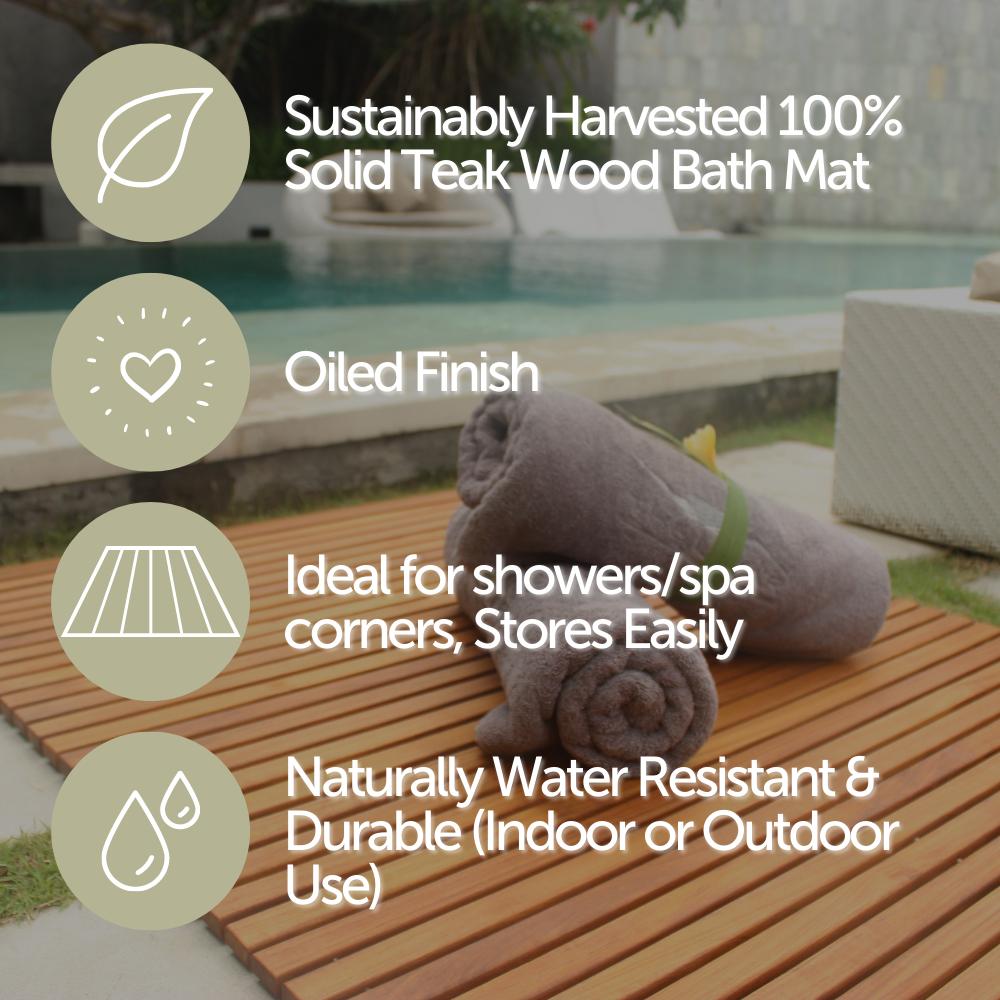 Airstream Oiled Teak Shower and Bath Mat with Rounded Edge-Bath Mat-Parc Decor