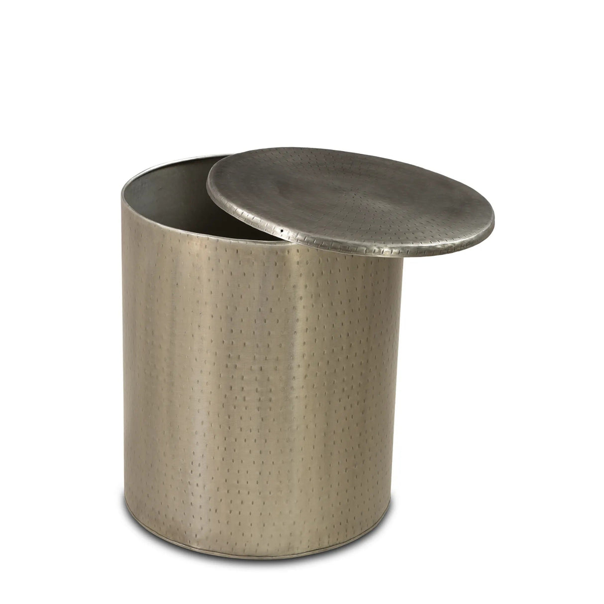 Alevi Drum Silver Iron End Table-End table-Parc Decor