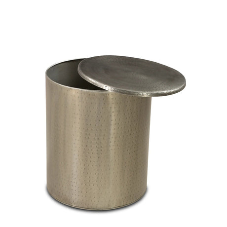 Alevi Drum Silver Iron End Table-End table-Parc Decor