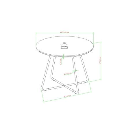 Alex 40" Modern Veneer and Metal Round Dining Table