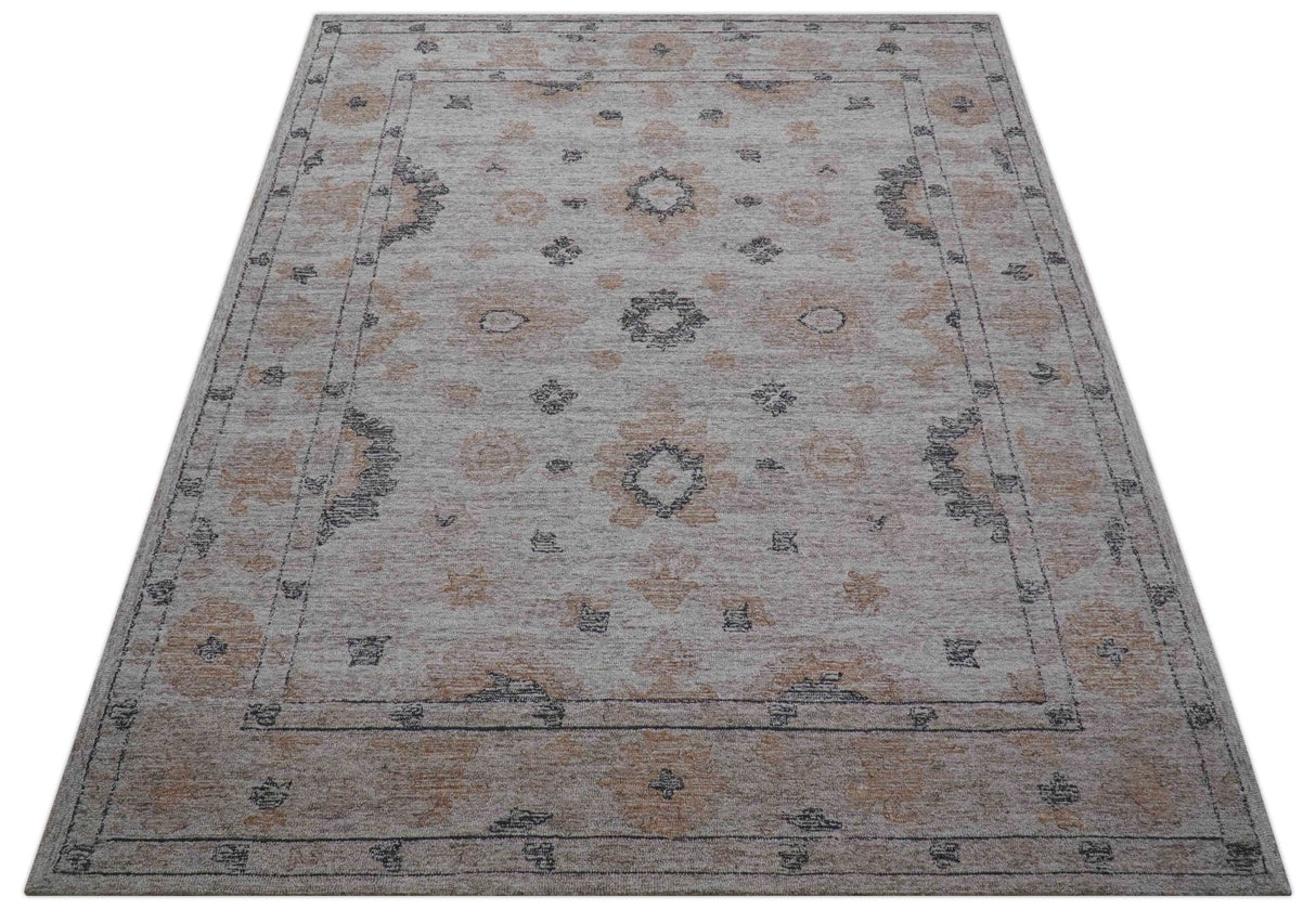 Alexa Custom Made Traditional Oushak Beige Hand Tufted wool rug