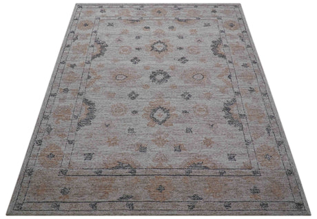 Alexa Custom Made Traditional Oushak Beige Hand Tufted wool rug