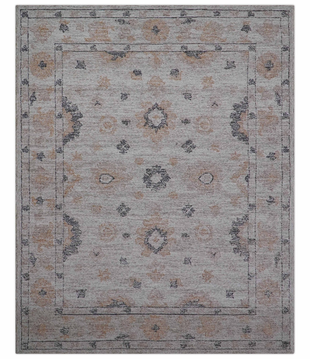 Alexa Custom Made Traditional Oushak Beige Hand Tufted wool rug