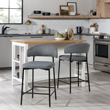 Alexis Modern Upholstered Curved Bar Stool, Set of 2-Dining / Kitchen-Parc Decor
