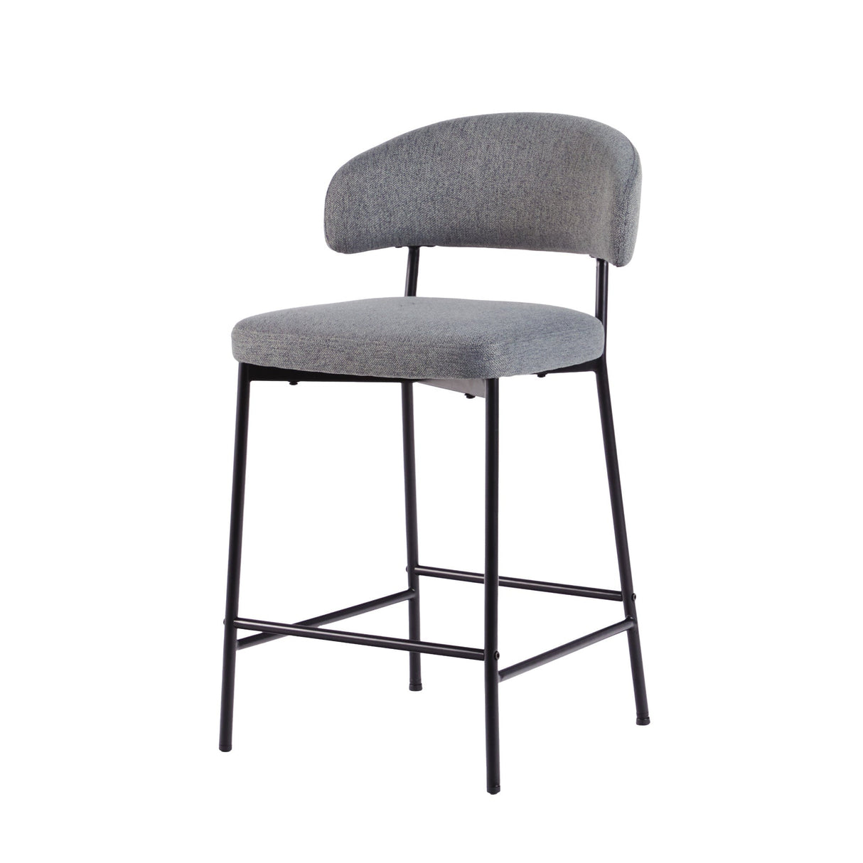 Alexis Modern Upholstered Curved Bar Stool, Set of 2-Dining / Kitchen-Parc Decor