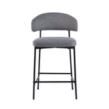 Alexis Modern Upholstered Curved Bar Stool, Set of 2-Dining / Kitchen-Parc Decor