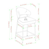 Alexis Modern Upholstered Curved Bar Stool, Set of 2-Dining / Kitchen-Parc Decor