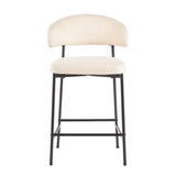 Alexis Modern Upholstered Curved Bar Stool, Set of 2-Dining / Kitchen-Parc Decor