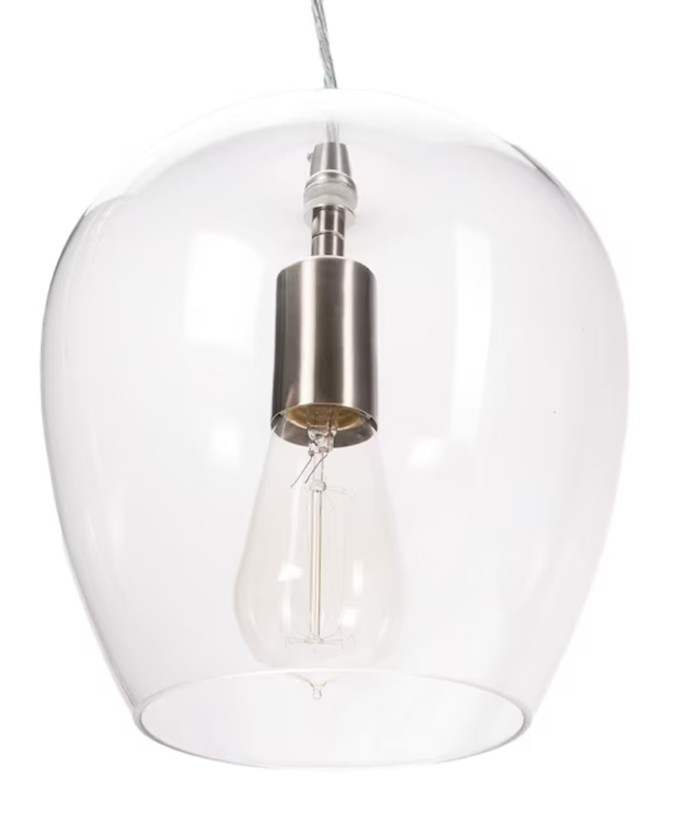 Allen + Roth 8"W 1-Light Bell Mini Pendant Light Fixture by Kichler Brushed Nickel with Clear Glass Shade Finish-Mini Pendant-Parc Decor