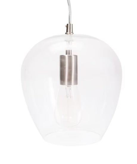 Allen + Roth 8"W 1-Light Bell Mini Pendant Light Fixture by Kichler Brushed Nickel with Clear Glass Shade Finish-Mini Pendant-Parc Decor
