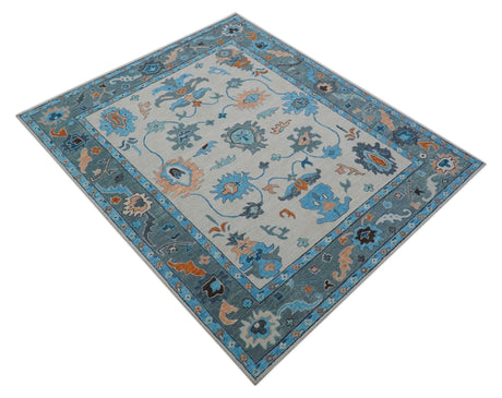 Allure Custom Made Traditional Design Peach And Blue Hand Tufted Wool Rug