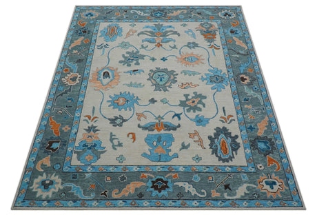 Allure Custom Made Traditional Design Peach And Blue Hand Tufted Wool Rug