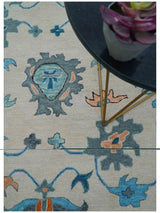 Allure Custom Made Traditional Design Peach And Blue Hand Tufted Wool Rug