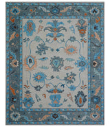 Allure Custom Made Traditional Design Peach And Blue Hand Tufted Wool Rug