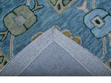 Allure Custom Made Traditional Oushak Beige And Blue Hand Tufted Wool Rug