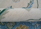 Allure Custom Made Traditional Oushak Beige And Blue Hand Tufted Wool Rug