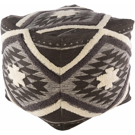 Almondbank Handwoven Beige Cotton Pouf-Poufs-Parc Decor