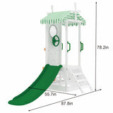 Aloe Wooden Outdoor Playhouse for Toddlers | Slide, Water Wheel Station, Steering Wheel & Sandbox