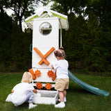 Aloe Wooden Outdoor Playhouse for Toddlers | Slide, Water Wheel Station, Steering Wheel & Sandbox