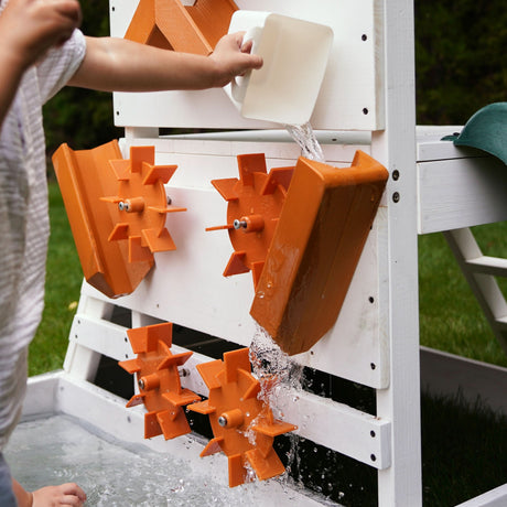 Aloe Wooden Outdoor Playhouse for Toddlers | Slide, Water Wheel Station, Steering Wheel & Sandbox