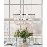 Alsy 16"W 4-Lights Bling Polished Nickel Pendant Chandelier with Crystal Glass Beads