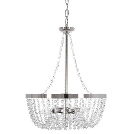 Alsy 16"W 4-Lights Bling Polished Nickel Pendant Chandelier with Crystal Glass Beads
