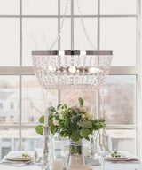 Alsy 16"W 4-Lights Bling Polished Nickel Pendant Chandelier with Crystal Glass Beads-Chandelier-Parc Decor