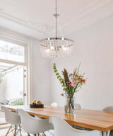 Alsy 16"W 4-Lights Bling Polished Nickel Pendant Chandelier with Crystal Glass Beads-Chandelier-Parc Decor