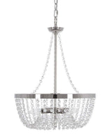 Alsy 16"W 4-Lights Bling Polished Nickel Pendant with Crystal Glass Beads