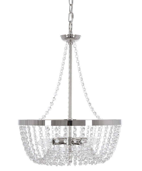Alsy 16"W 4-Lights Bling Polished Nickel Pendant Chandelier with Crystal Glass Beads