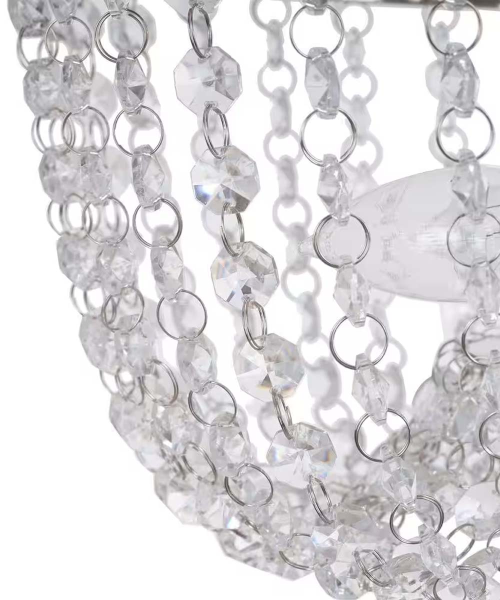 Alsy 16"W 4-Lights Bling Polished Nickel Pendant with Crystal Glass Beads