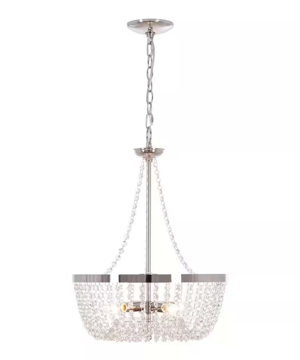 Alsy 16"W 4-Lights Bling Polished Nickel Pendant with Crystal Glass Beads