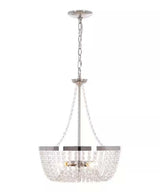 Alsy 16"W 4-Lights Bling Polished Nickel Pendant with Crystal Glass Beads