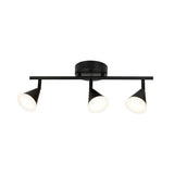 Alsy 19"W 3-Light LED Track Bar Modern Light Fixture, Matte Black with Frosted Acrylic Shades