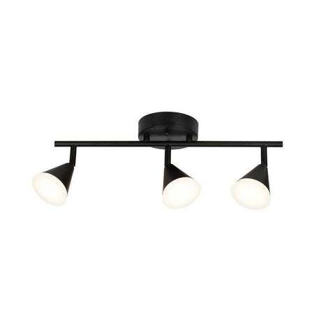 Alsy 19"W 3-Light LED Track Bar Modern Light Fixture, Matte Black with Frosted Acrylic Shades