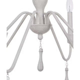 Alsy 26"W 6-Light Distressed-White Beaded Modern Farmhouse Cottage Chandelier