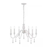 Alsy 26"W 6-Light Distressed-White Beaded Modern Farmhouse Cottage Chandelier