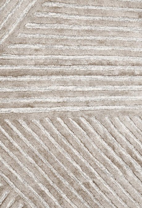 Amber Modern Geometrical Beige Hand Tufted Wool Rug