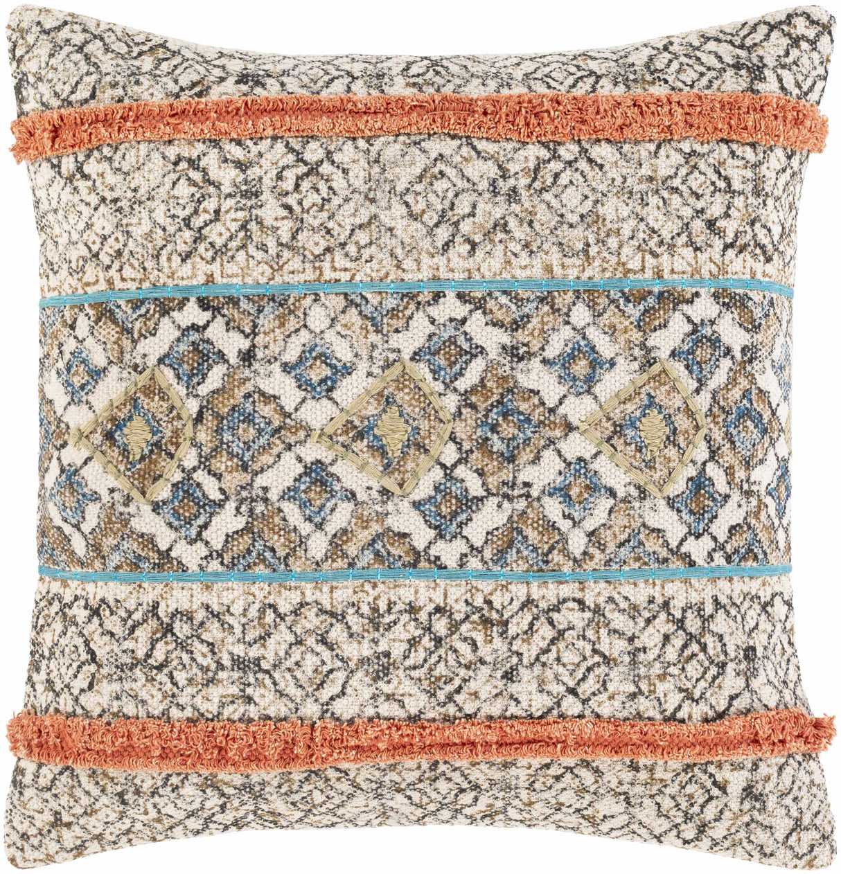 Amigo Boho Geometric Orange Accent Pillow-Throw Pillows-Parc Decor